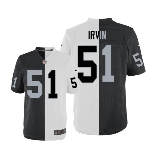 Nike Raiders #51 Bruce Irvin White/Black Men's Stitched NFL Elite Split Jersey - Click Image to Close